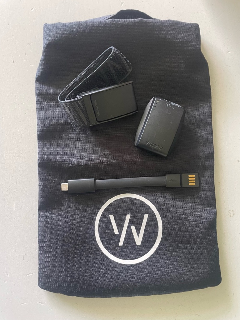 Whoop Strap — Black Smart Fitness Tracker with USB Charger